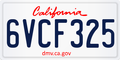 CA license plate 6VCF325