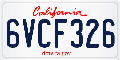 CA license plate 6VCF326