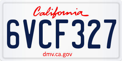 CA license plate 6VCF327