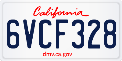 CA license plate 6VCF328