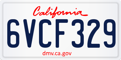 CA license plate 6VCF329