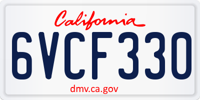 CA license plate 6VCF330