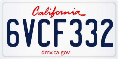 CA license plate 6VCF332