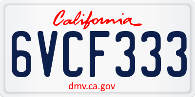 CA license plate 6VCF333