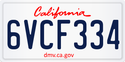 CA license plate 6VCF334