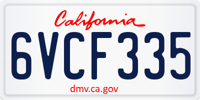 CA license plate 6VCF335