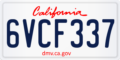 CA license plate 6VCF337