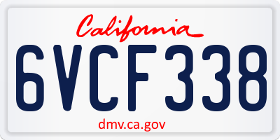 CA license plate 6VCF338