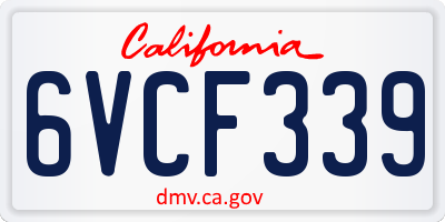 CA license plate 6VCF339