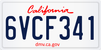 CA license plate 6VCF341