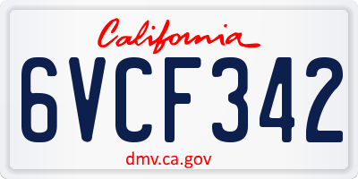 CA license plate 6VCF342