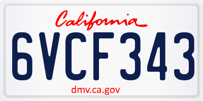 CA license plate 6VCF343