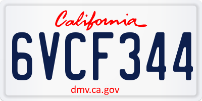 CA license plate 6VCF344