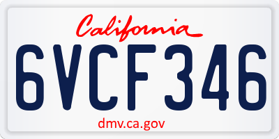 CA license plate 6VCF346