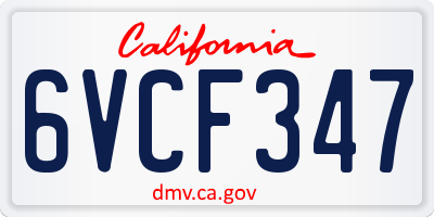 CA license plate 6VCF347