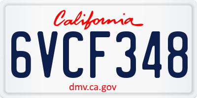 CA license plate 6VCF348