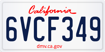 CA license plate 6VCF349