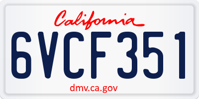CA license plate 6VCF351