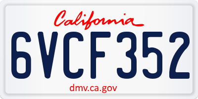 CA license plate 6VCF352