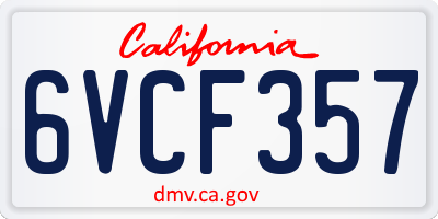CA license plate 6VCF357