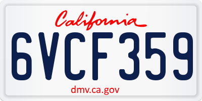 CA license plate 6VCF359