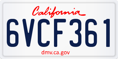 CA license plate 6VCF361