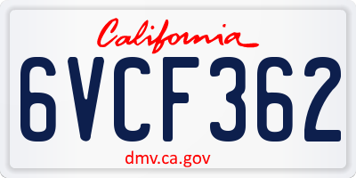 CA license plate 6VCF362