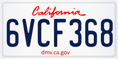 CA license plate 6VCF368