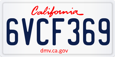 CA license plate 6VCF369