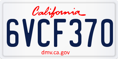 CA license plate 6VCF370