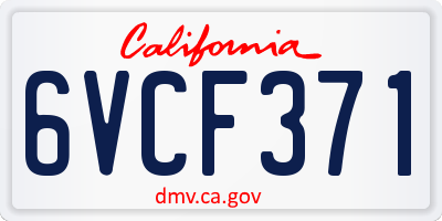 CA license plate 6VCF371