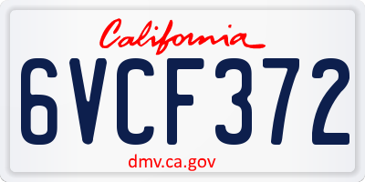 CA license plate 6VCF372
