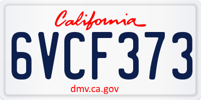 CA license plate 6VCF373