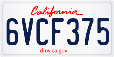 CA license plate 6VCF375