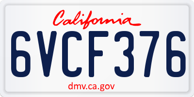 CA license plate 6VCF376
