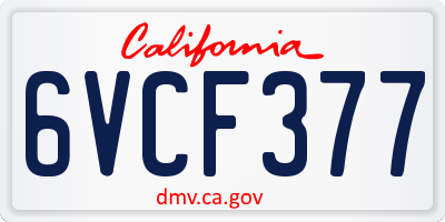 CA license plate 6VCF377