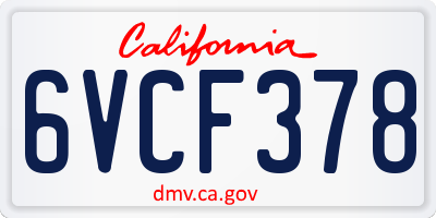 CA license plate 6VCF378