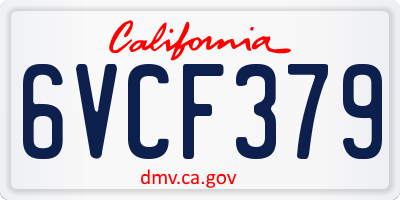 CA license plate 6VCF379