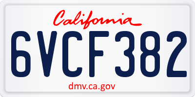 CA license plate 6VCF382
