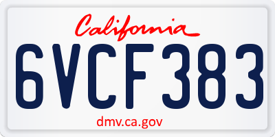 CA license plate 6VCF383