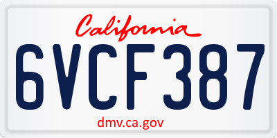 CA license plate 6VCF387