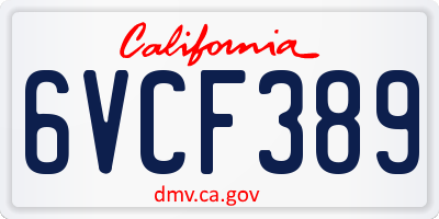CA license plate 6VCF389