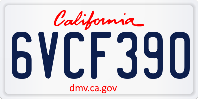 CA license plate 6VCF390