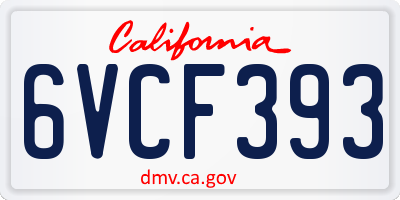 CA license plate 6VCF393