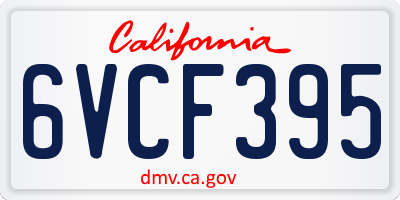 CA license plate 6VCF395