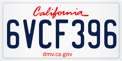 CA license plate 6VCF396