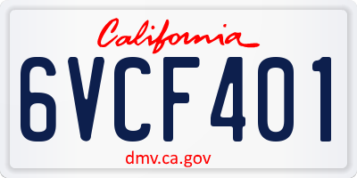 CA license plate 6VCF401