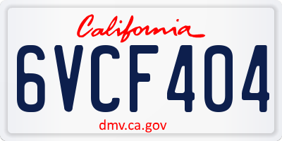 CA license plate 6VCF404