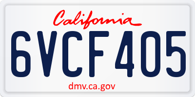 CA license plate 6VCF405