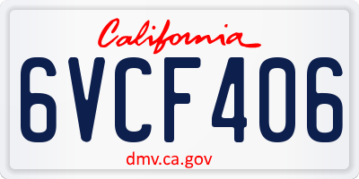 CA license plate 6VCF406
